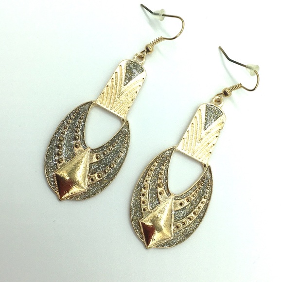 Goddess Gold Hanging Earrings w/ Accents - Picture 5 of 5